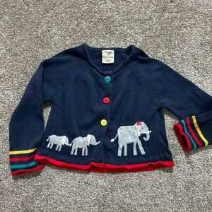 Frugi 3-4 Navy Elephant Kids Cardigan